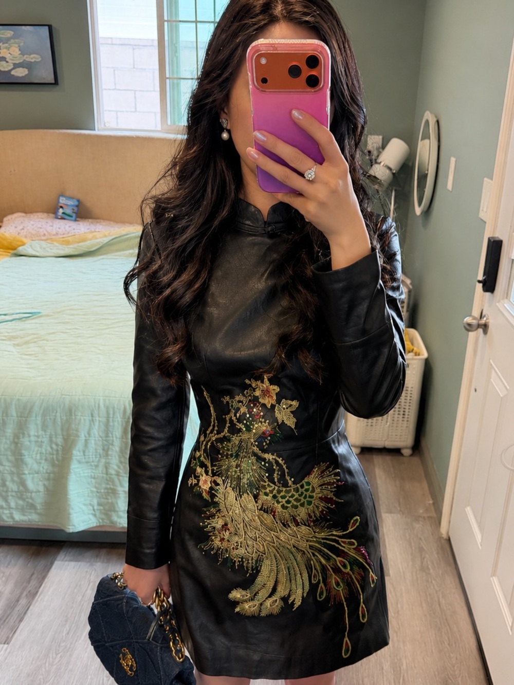 Vintage Deadstock Genuine Leather Phoenix Appliqué Coat NWT